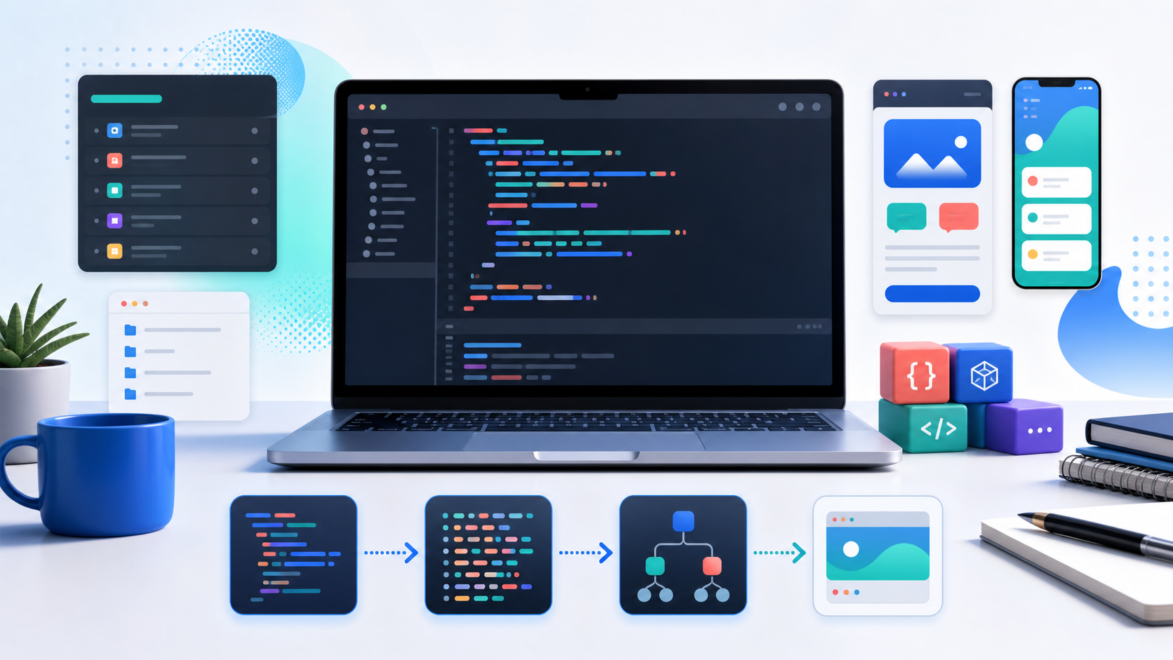 NovaDev developer workspace illustration